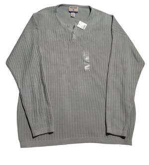 High Sierra Men's Gray Ribbed Knit Long Sleeve Henley Sweater XXL